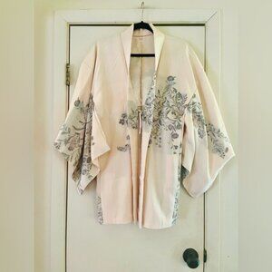 VTG Silk Embroidered Japanese 1920s Art Nouveau Handmade Boho Wedding Kimono M